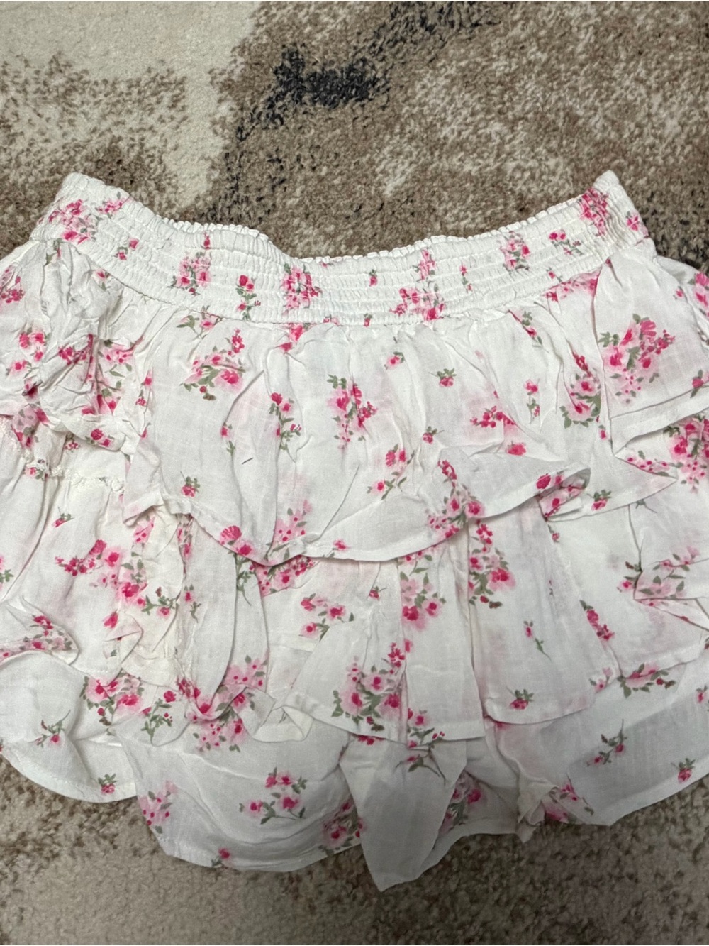 Hollister White Skirt with Pink Floral Accents